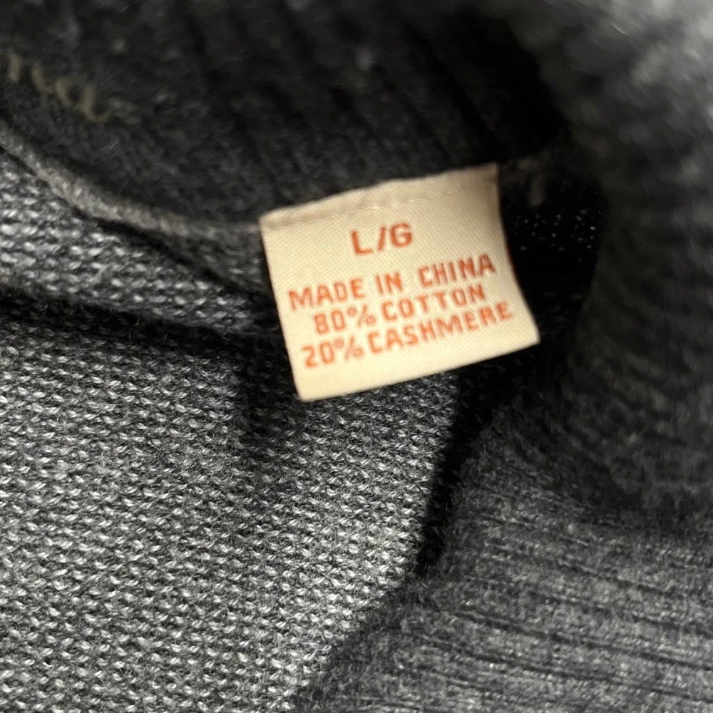 Tommy‎ Bahama Men's Gray Cotton Cashmere Blend Zip Up Sweater Large Elbow patch